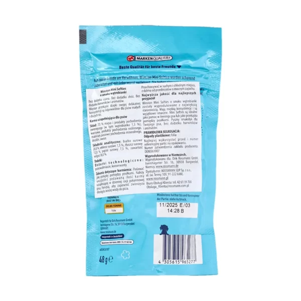 تشویقی سگ وینستون Mini Softies با طعم جگر وزن 48 گرم